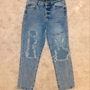 Simple Society High waist Button Fly crop Distressed jeans Size 9